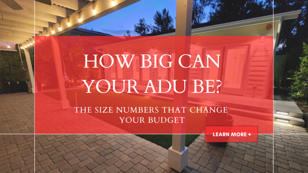 Detached backyard ADU behind a single-family home in Long Beach, showing how ADU size affects building cost